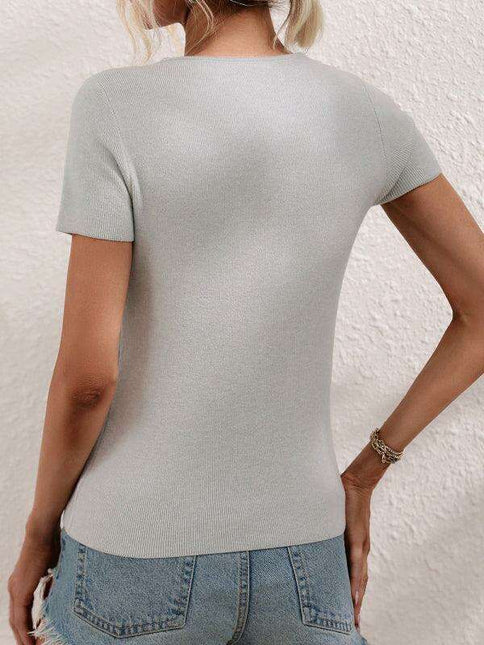 Chic Asymmetrical Shoulder Ribbed Knit Sweater