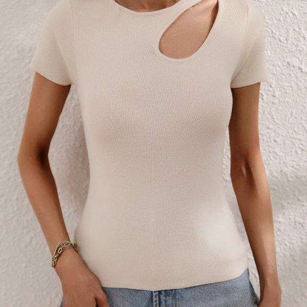 Chic Asymmetrical Shoulder Ribbed Knit Sweater - Très Elite