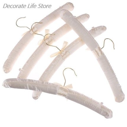 Chic Beige and White Satin Padded Hanger Collection - Elevate Your Wardrobe Aesthetics - Très Elite