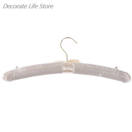 Chic Beige and White Satin Padded Hanger Collection - Elevate Your Wardrobe Aesthetics - Très Elite