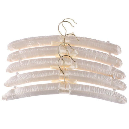 Chic Beige and White Satin Padded Hanger Collection - Elevate Your Wardrobe Aesthetics - Très Elite