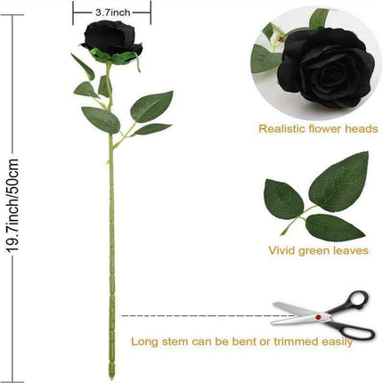 Chic Black Rose Tulip Latex Floral Arrangement - Set of 15 Handcrafted Elegance