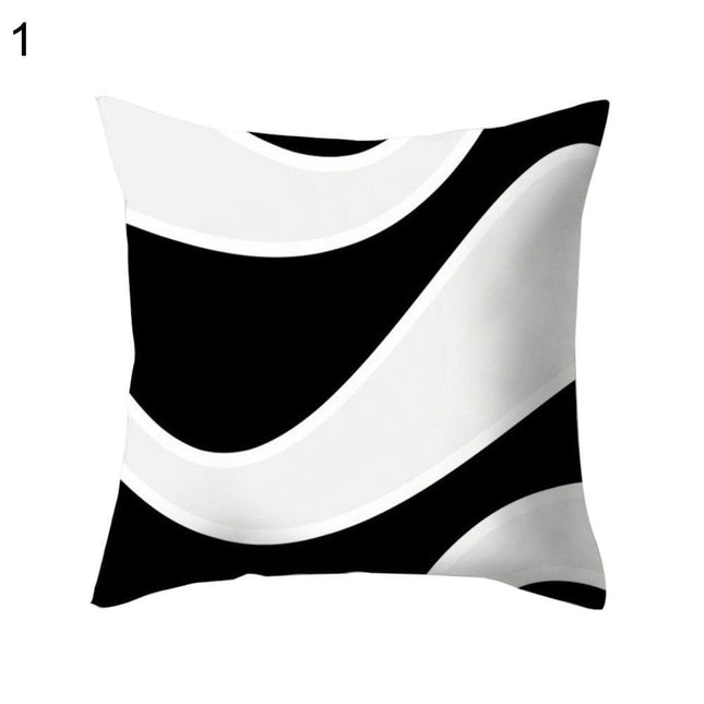 Chic Black and White Geometric Square Pillow Cover for Contemporary Spaces