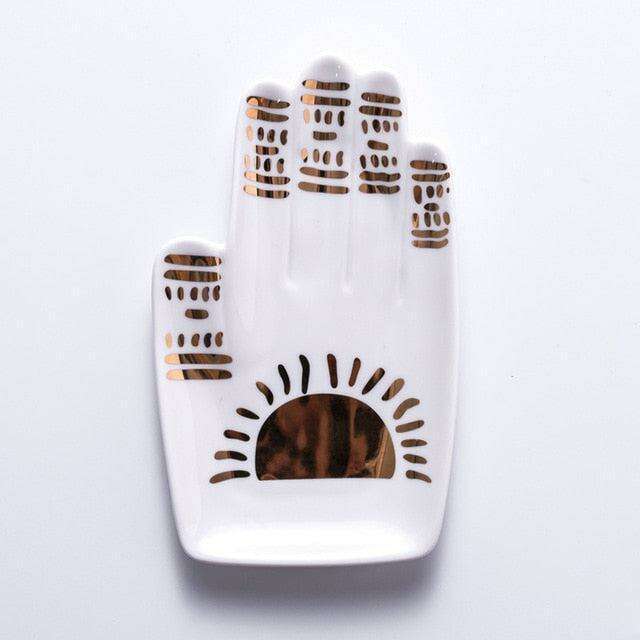 Chic Botanical Ceramic Jewelry Storage Tray with Whimsical Designs