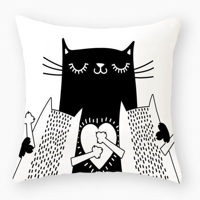 Chic Cat-Themed Polyester Pillow Cover - Elegant Home Décor for Cat Lovers
