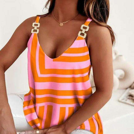Chic Chain Link Print Sleeveless Tank Top for Women by Jakoto - Très Elite
