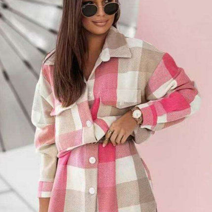 Chic Checkered Wool Blend Jacket for Stylish Autumn Outfits
