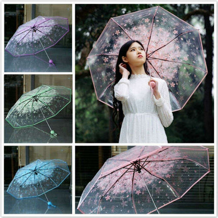 Chic Cherry Blossom UV-Proof Sunshade with Extended Grip Handle - Très Elite