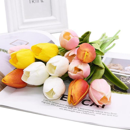 Chic Collection of 10 Lifelike Tulip Stems for Refined Home Decor