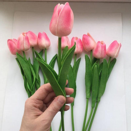 Chic Collection of 10 Lifelike Tulip Stems for Refined Home Decor