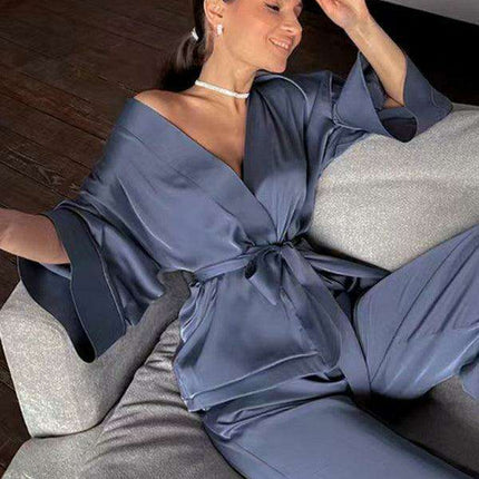 Chic Comfort Belted Pajama Set for Women - Très Elite