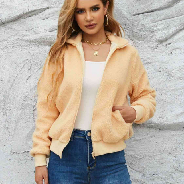 Chic Cozy Mock Neck Zip-Up Sweater Jacket
