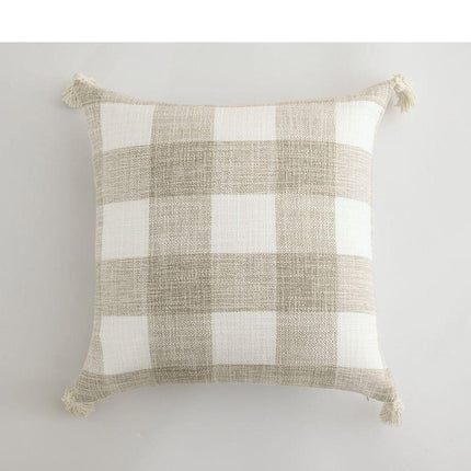 Elegant Cream White Tassel Pillow Cover - Dual Design with Sophisticated Patterns - Très Elite