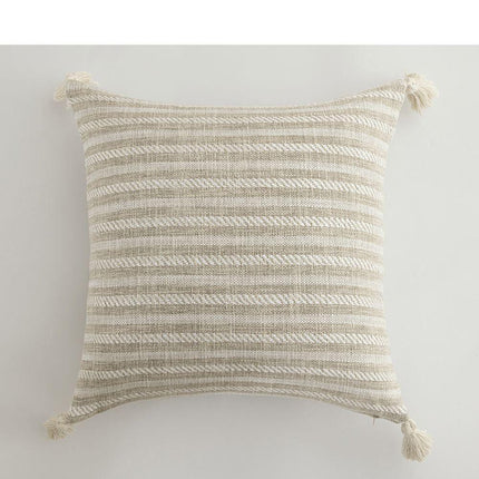 Elegant Cream White Tassel Pillow Cover - Dual Design with Sophisticated Patterns - Très Elite