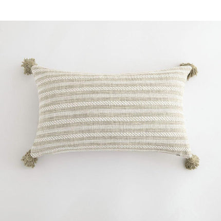 Elegant Cream White Tassel Pillow Cover - Dual Design with Sophisticated Patterns - Très Elite