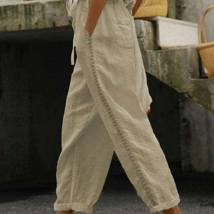 Chic Cropped Linen Blend Pants - Comfortable and Fashionable Capri Style - Très Elite