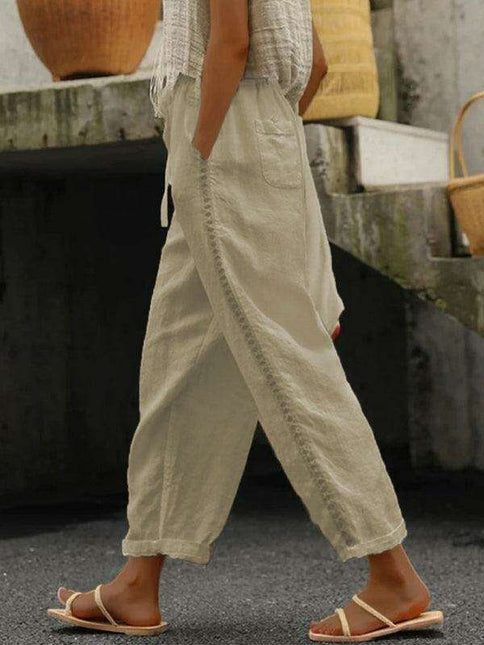 Chic Cropped Linen Blend Pants - Comfortable and Fashionable Capri Style