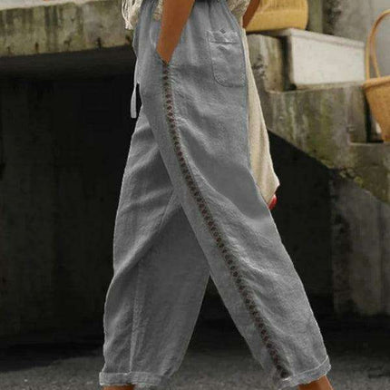 Chic Cropped Linen Blend Pants - Comfortable and Fashionable Capri Style