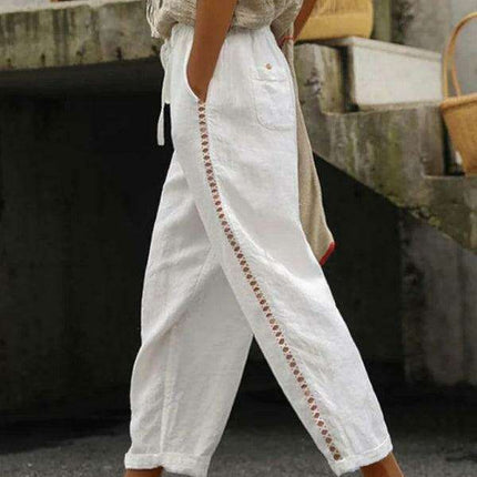 Chic Cropped Linen Blend Pants - Comfortable and Fashionable Capri Style