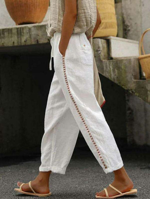 Chic Cropped Linen Blend Pants - Comfortable and Fashionable Capri Style