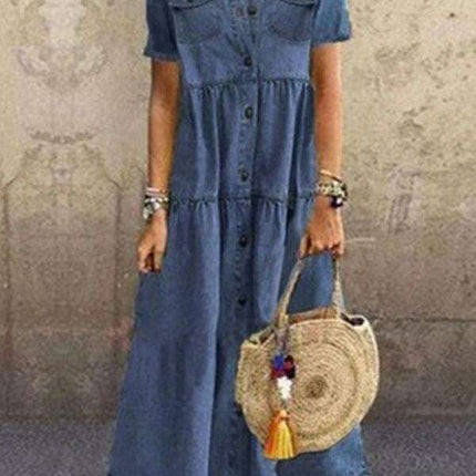 Chic Distressed Denim Maxi Dress - Ultimate Fashion Statement