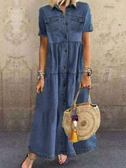 Chic Distressed Denim Maxi Dress - Ultimate Fashion Statement