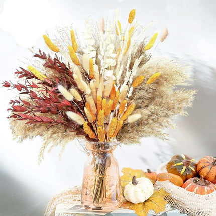 Chic Dried Pampas Grass and Bunny Tail Floral Arrangement - Très Elite