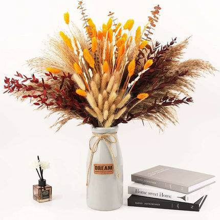 Chic Dried Pampas Grass and Bunny Tail Floral Arrangement - Très Elite
