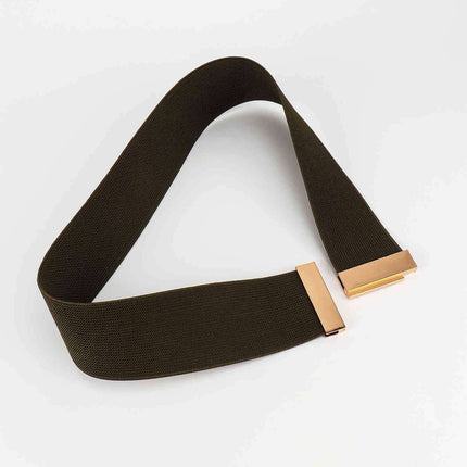 Chic Elastic Belt with Sleek Alloy Buckle - A Stylish Addition for Any Ensemble - Très Elite