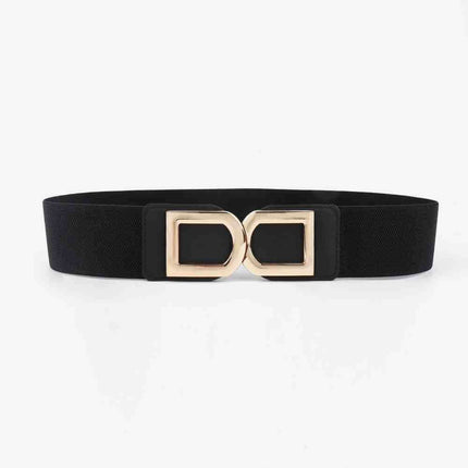Chic Elastic PU Leather Belt with Stylish Double D Buckle