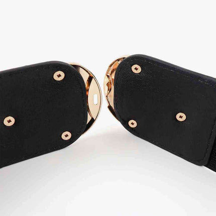 Chic Elastic PU Leather Belt with Stylish Double D Buckle