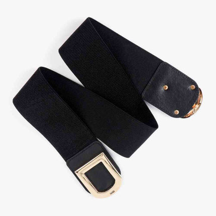 Chic Elastic PU Leather Belt with Stylish Double D Buckle