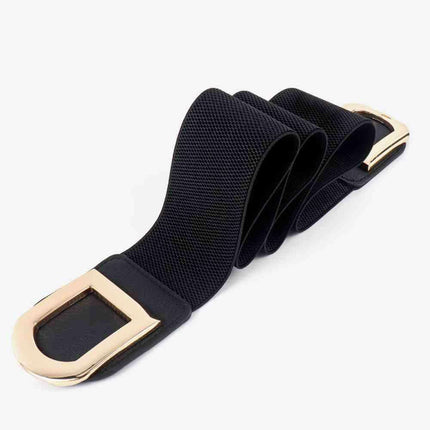 Chic Elastic PU Leather Belt with Stylish Double D Buckle