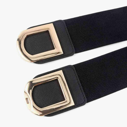 Chic Elastic PU Leather Belt with Stylish Double D Buckle
