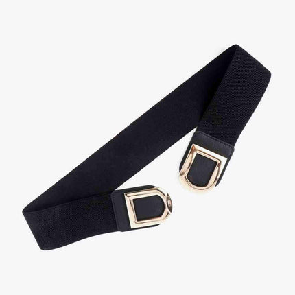 Chic Elastic PU Leather Belt with Stylish Double D Buckle