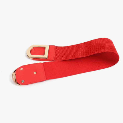 Chic Elastic PU Leather Belt with Stylish Double D Buckle