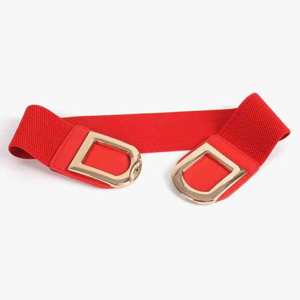 Chic Elastic PU Leather Belt with Stylish Double D Buckle