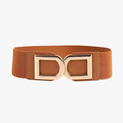 Chic Elastic PU Leather Belt with Stylish Double D Buckle