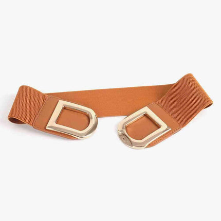 Chic Elastic PU Leather Belt with Stylish Double D Buckle