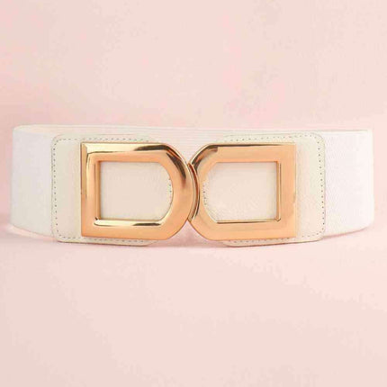 Chic Elastic PU Leather Belt with Stylish Double D Buckle