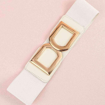 Chic Elastic PU Leather Belt with Stylish Double D Buckle