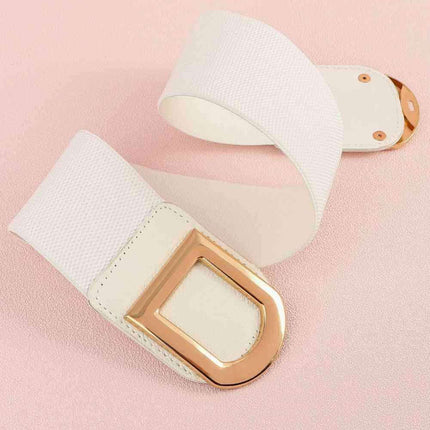 Chic Elastic PU Leather Belt with Stylish Double D Buckle