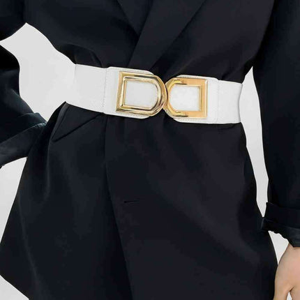 Chic Elastic PU Leather Belt with Stylish Double D Buckle