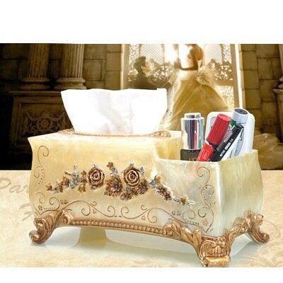 Chic European Resin Tissue Organizer - Vintage Style Home Accent