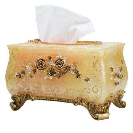Chic European Resin Tissue Organizer - Vintage Style Home Accent