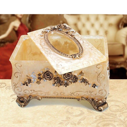 Chic European Resin Tissue Organizer - Vintage Style Home Accent