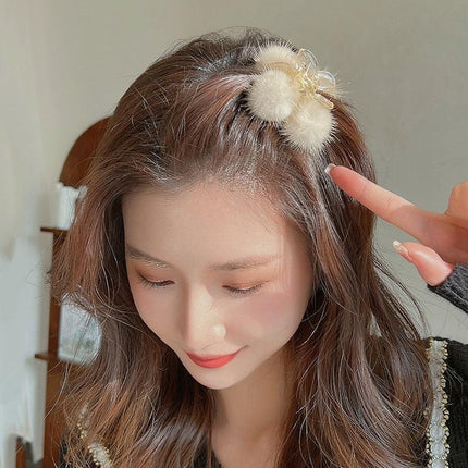 Chic Faux Fur Bow Hair Claw - Winter Essential Accessory for Women