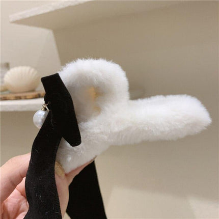 Chic Faux Fur Bow Hair Claw - Winter Essential Accessory for Women