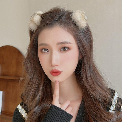 Chic Faux Fur Bow Hair Claw - Winter Essential Accessory for Women