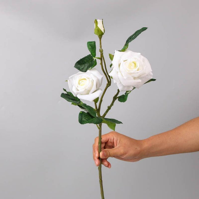 Chic Faux Rose Bouquet with Three Stunning Blooms for Home and Wedding Elegance